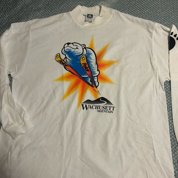 Wachusett Mountain Ski 🎿 Resort XL Vintage White Long Sleeve with Polar Bear - Picture 6 of 7